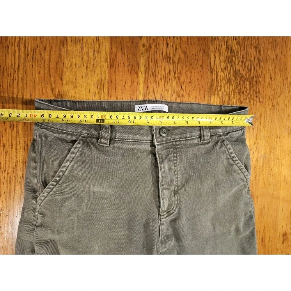 Zara Jeans Mens 32 Athletic Modern Taper Mid Rise Slim Fit Green Denim